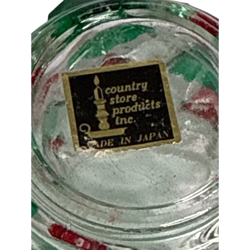 Vintage Japan Christmas Jewel Glass Votive Candle Holders Set 2 Country Store